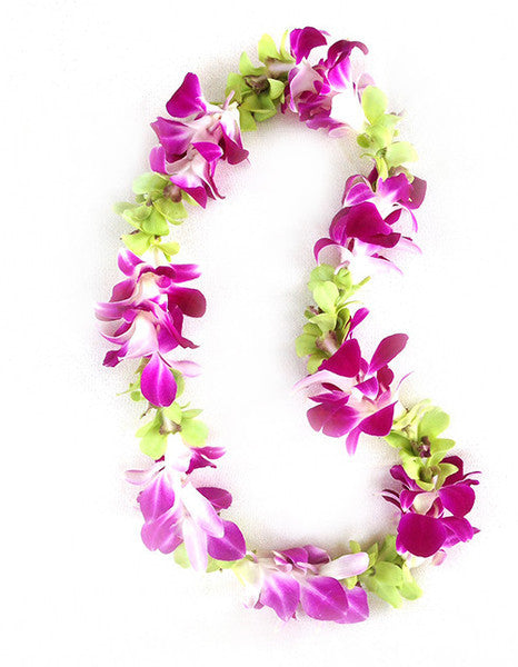 Purple and Green Orchid Lei