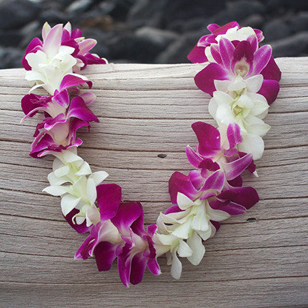 Hawaiian Lei - Fresh Purple Orchid Lei, Real Flower Lei, Shipped Fresh & from Hawaii. Graduation Lei - Wedding Lei