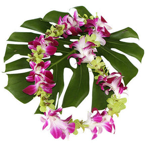 Purple and Green Orchid Lei